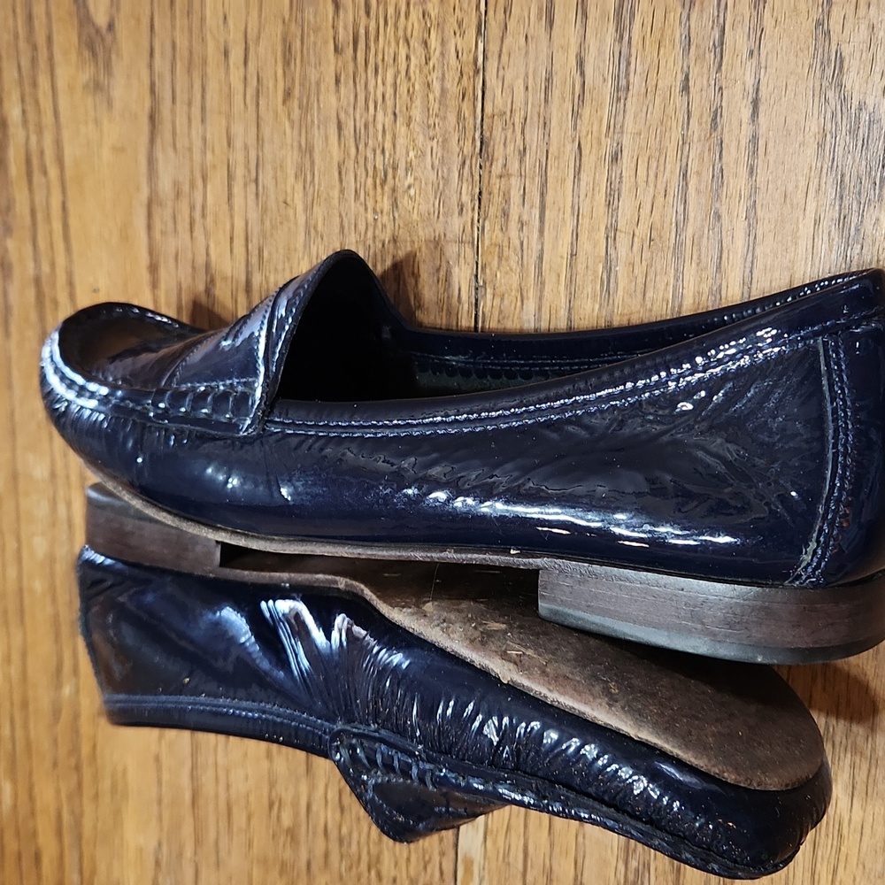 ANTONIO MELANI Navy Patent Leather Penny Loafers - Picture 2 of 6